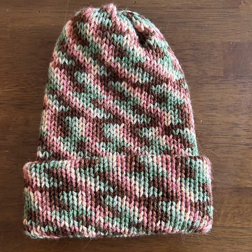 Handmade Knitted woodland camo Beanie